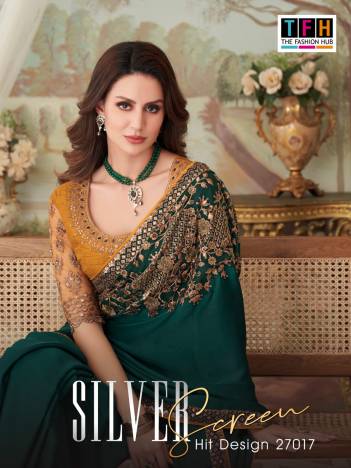 Silver Screen Hit Design 27017 By TFH Designer Partywear Saree Collection